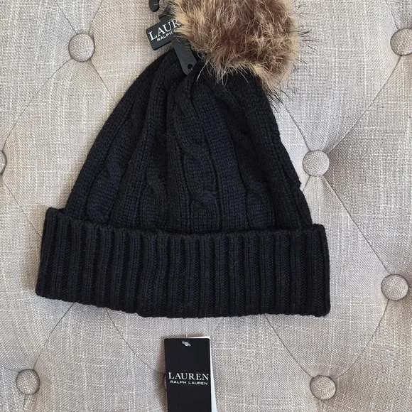 Ralph Lauren Black Knit Beanie Hat - Picture 4 of 4